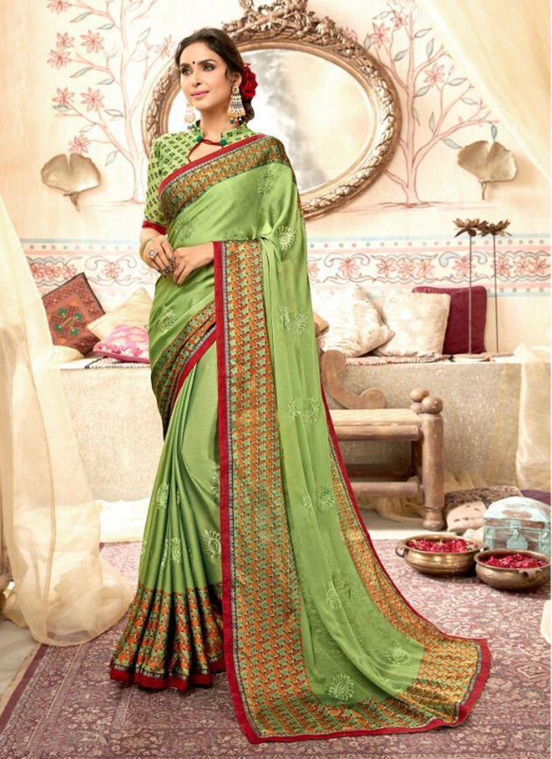 Stylish Chiffon Saree Collection Beautiful Embroidery Designs  